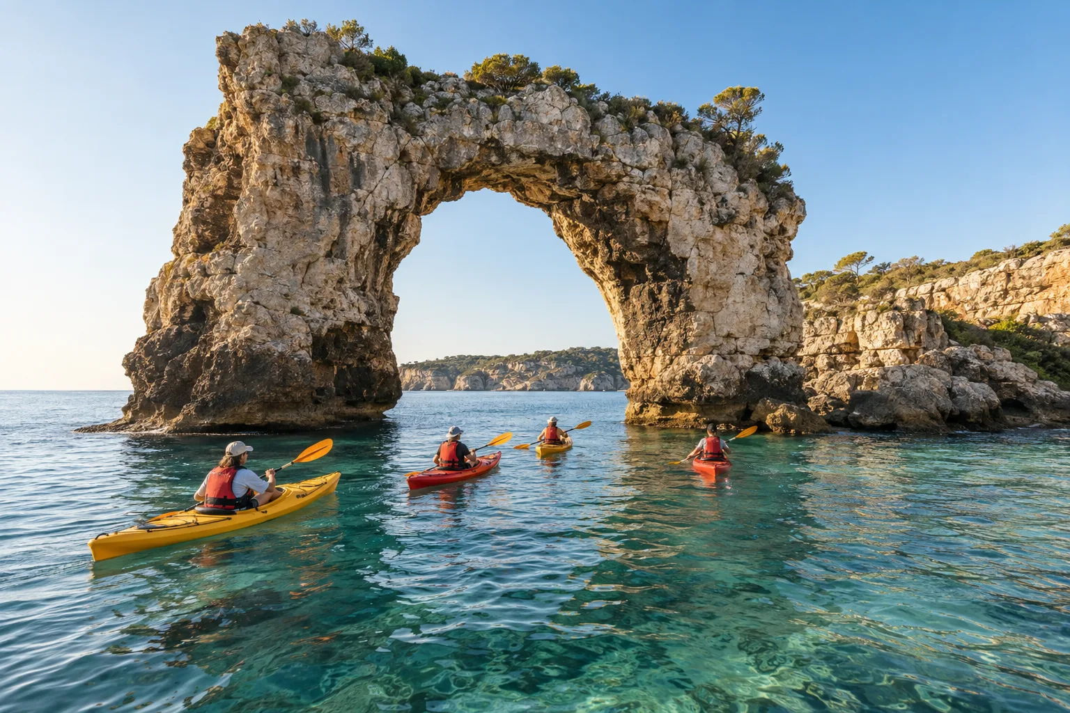 Ruta en kayak junto al arco natural de Es Pontàs