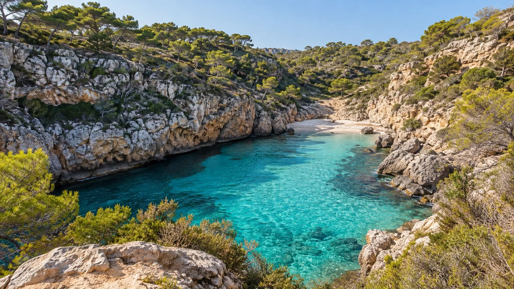 Aguas turquesas y acantilados de Caló des Moro
