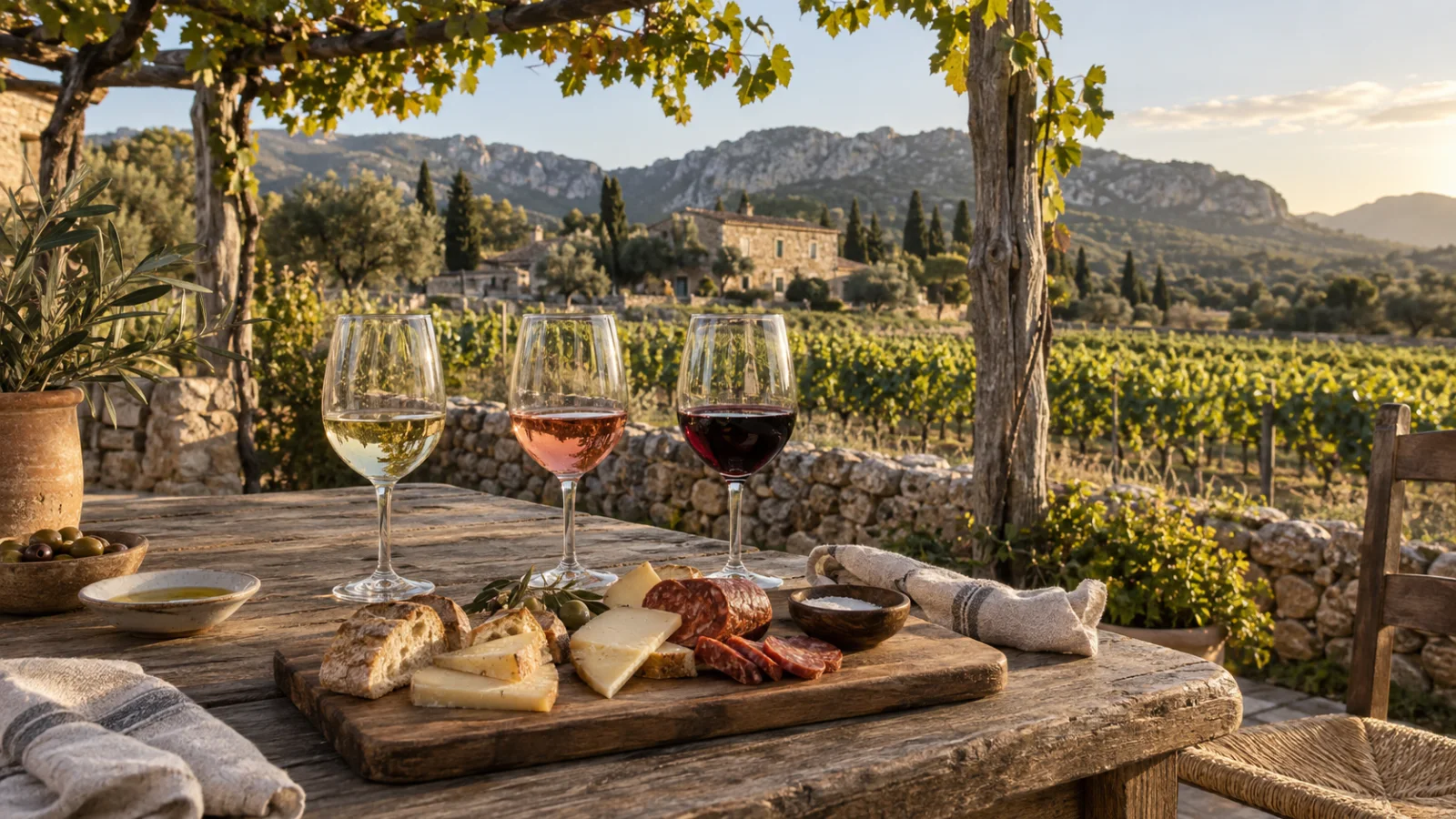 Cata de vinos entre viñedos de Mallorca