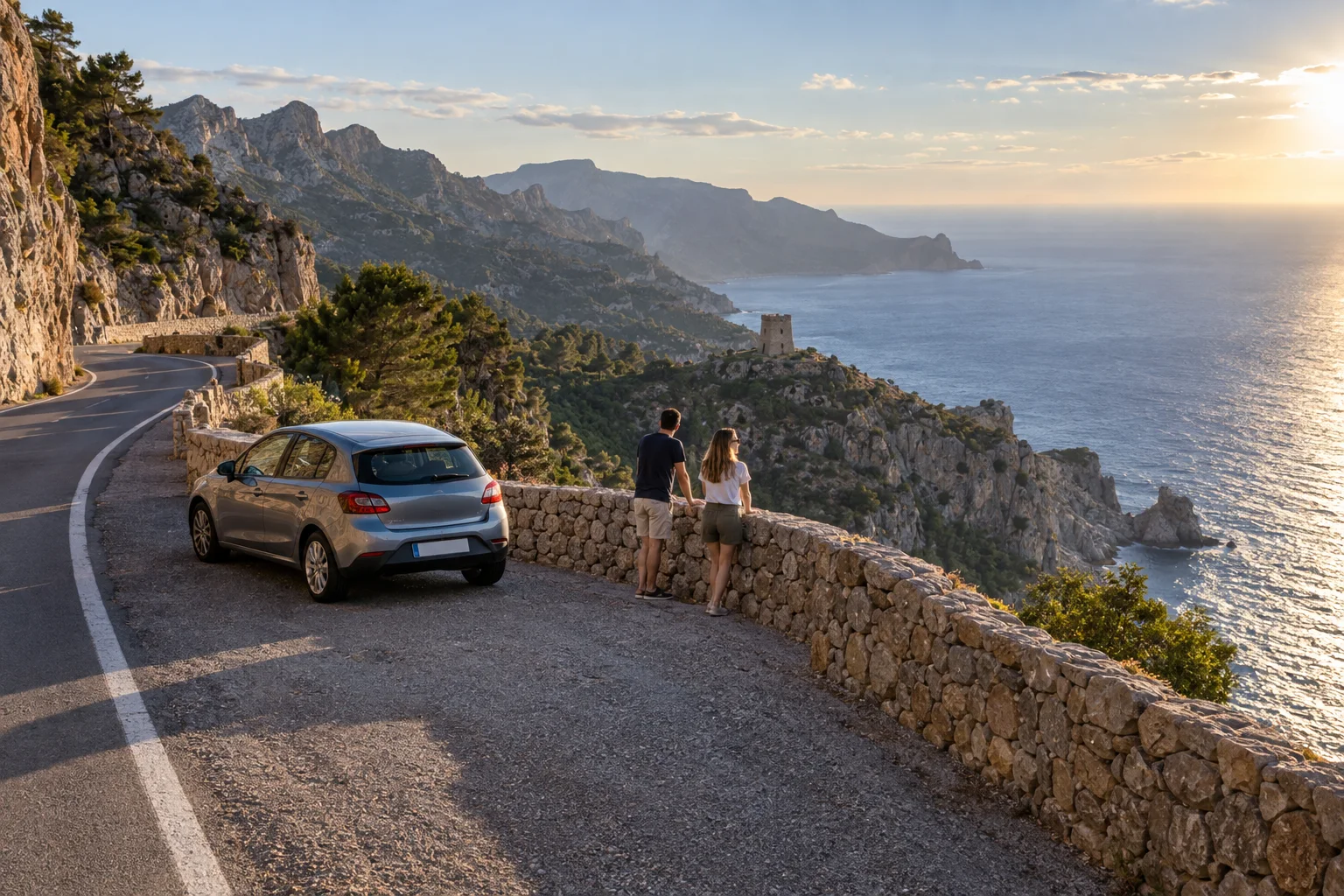 Carretera panorámica de la Serra de Tramuntana junto a la Torre de ses Ànimes